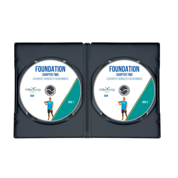 Grow Young Fitness Foundation DVD Chapter 2 opens case with 2 dvds