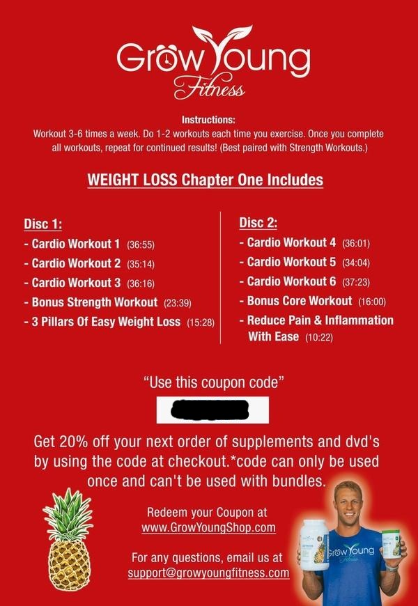 Grow Young Fitness Cardio Weight Loss DVD Chapter 1 insert