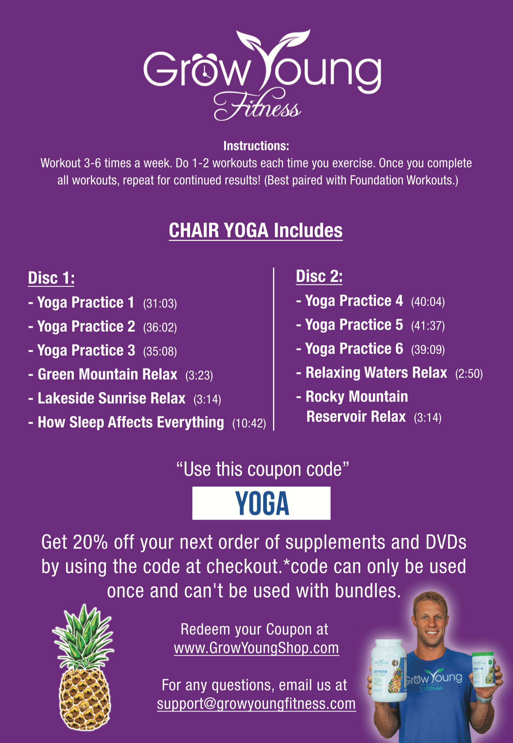Grow Young Fitness Chair Yoga DVD Chapter 1 insert