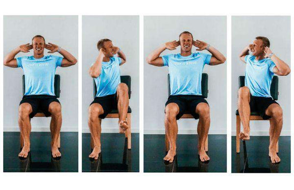 deron buboltz doing 4 different chair exercises