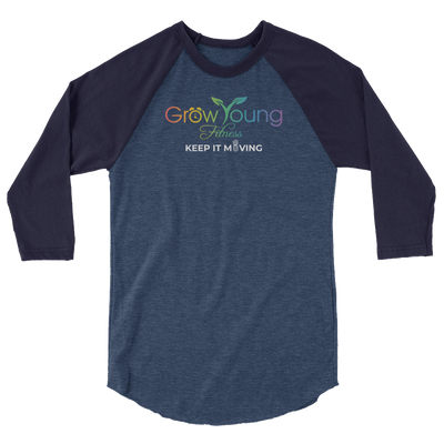 3/4 sleeve raglan shirt - Rainbow Heather Denim/Navy