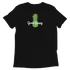 black t-shirt with a green pineapple and grow young fitness logo